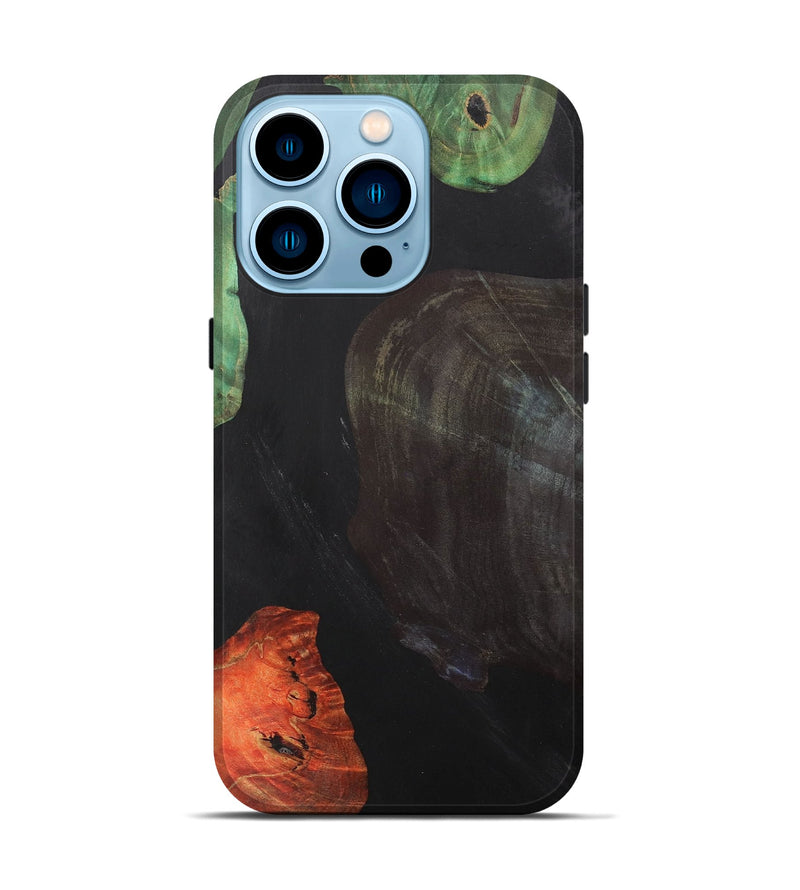 iPhone 14 Pro Wood+Resin Live Edge Phone Case - Mindy (Pure Black, 700610)