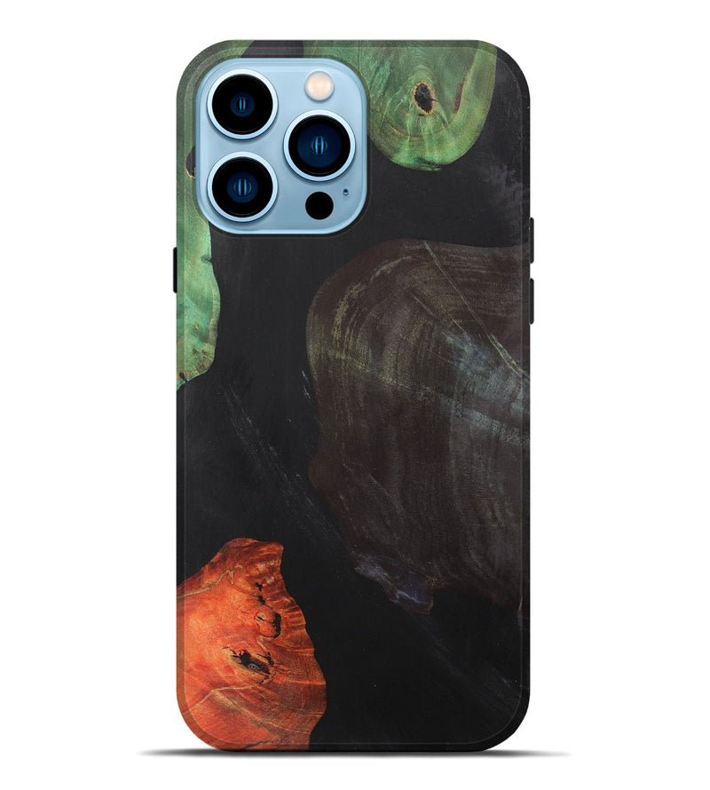 iPhone 14 Pro Max Wood+Resin Live Edge Phone Case - Mindy (Pure Black, 700610)