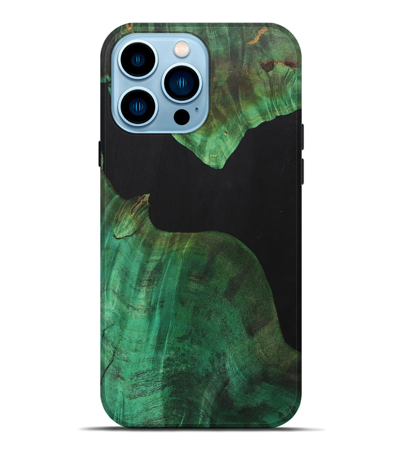 iPhone 14 Pro Max Wood+Resin Live Edge Phone Case - Larry (Pure Black, 700612)
