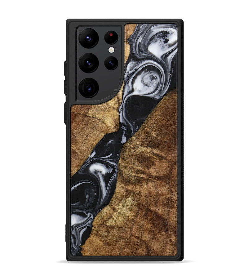 Galaxy S22 Ultra Wood+Resin Phone Case - Enzo (Black & White, 700699)