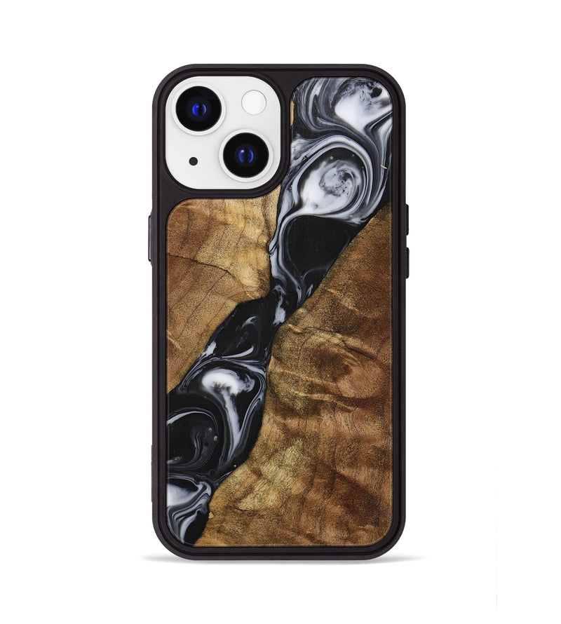 iPhone 13 Wood+Resin Phone Case - Enzo (Black & White, 700699)