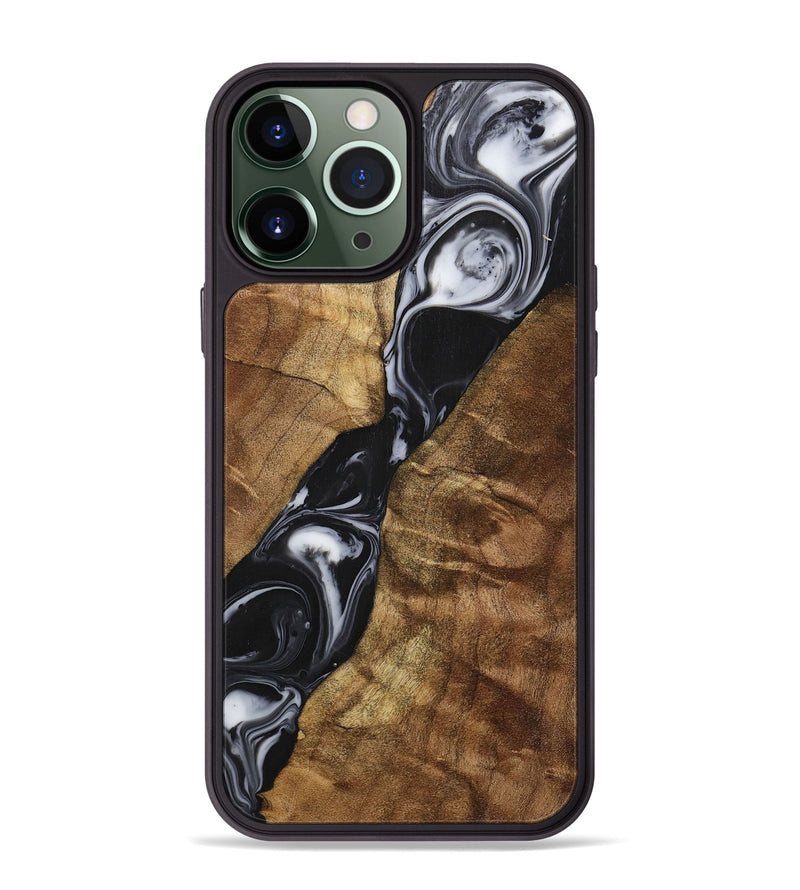 iPhone 13 Pro Max Wood+Resin Phone Case - Enzo (Black & White, 700699)