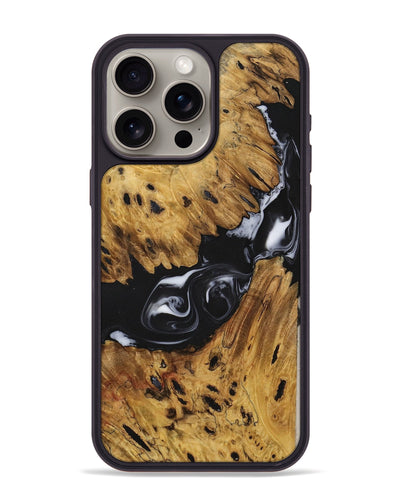 iPhone 15 Pro Max Wood+Resin Phone Case - Merle (Black & White, 700700)