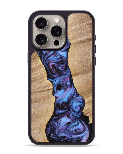 iPhone 15 Pro Max Wood+Resin Phone Case - Jaelyn (Purple, 700711)