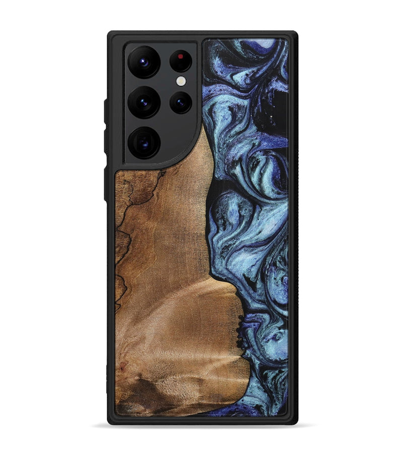 Galaxy S22 Ultra Wood+Resin Phone Case - Freya (Blue, 700718)
