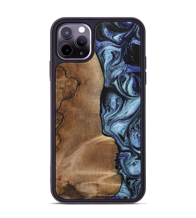 iPhone 11 Pro Max Wood+Resin Phone Case - Freya (Blue, 700718)