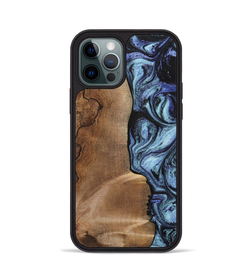 iPhone 12 Pro Wood+Resin Phone Case - Freya (Blue, 700718)