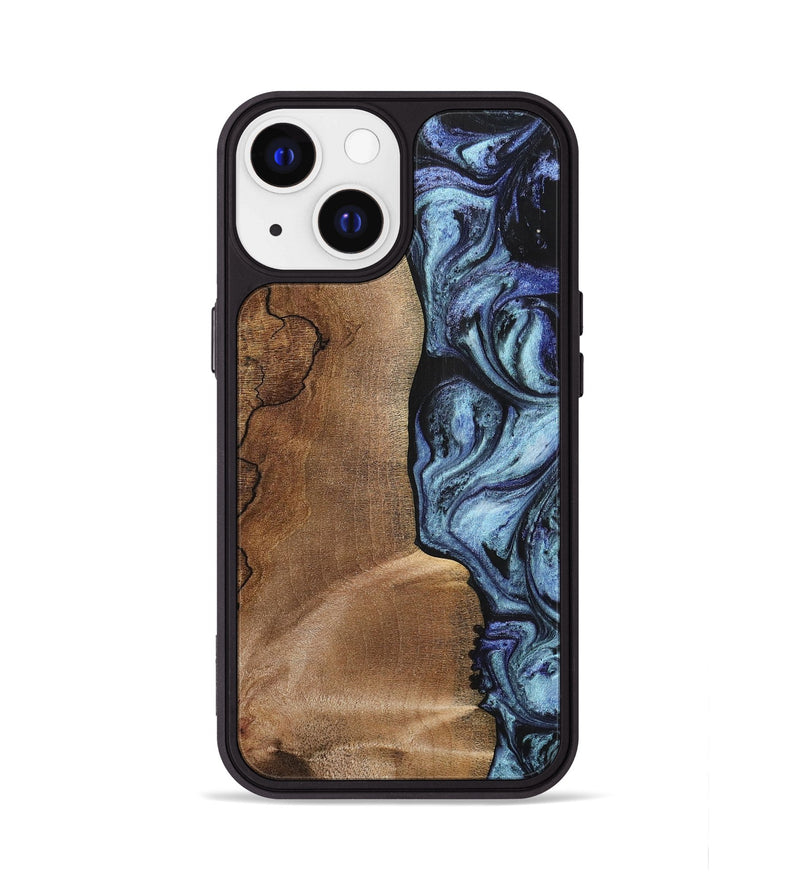 iPhone 13 Wood+Resin Phone Case - Freya (Blue, 700718)