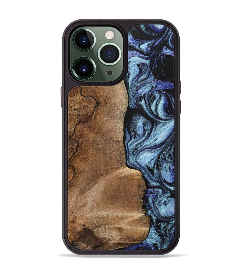 iPhone 13 Pro Max Wood+Resin Phone Case - Freya (Blue, 700718)