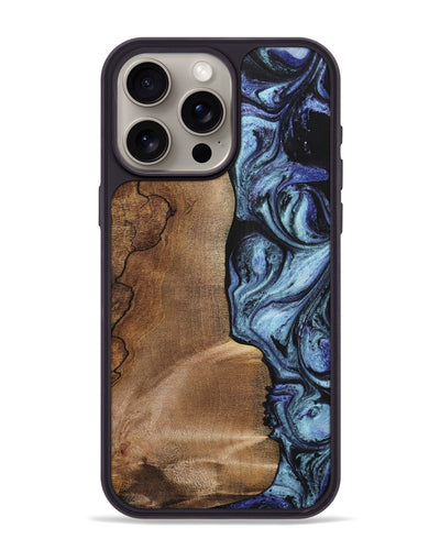 iPhone 15 Pro Max Wood+Resin Phone Case - Freya (Blue, 700718)
