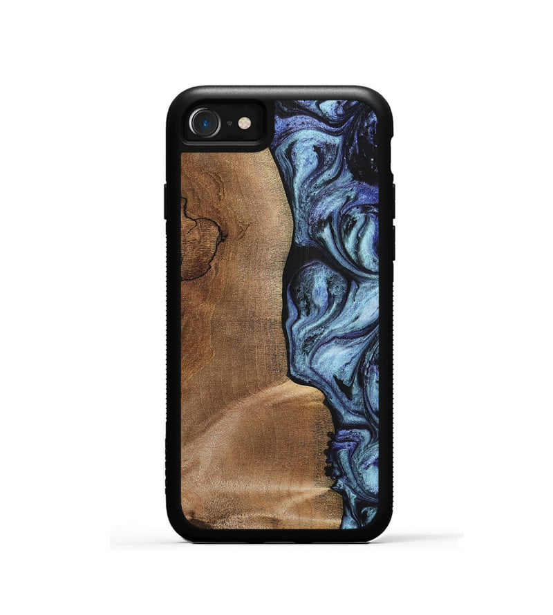 iPhone SE Wood+Resin Phone Case - Freya (Blue, 700718)
