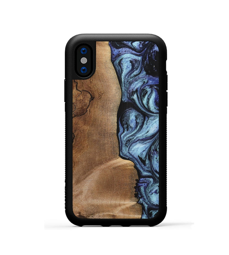 iPhone Xs Wood+Resin Phone Case - Freya (Blue, 700718)