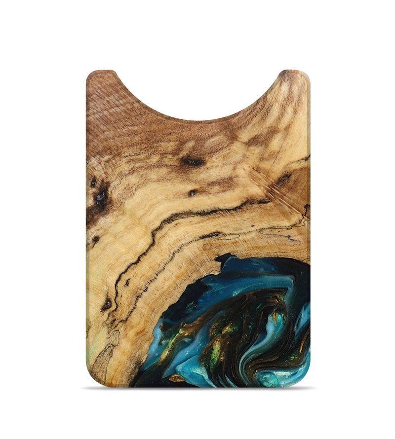 Live Edge Wood+Resin Wallet - Russell (Teal & Gold, 700722)