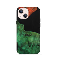 iPhone 13 mini Wood+Resin Live Edge Phone Case - Hillary (Pure Black, 700725)