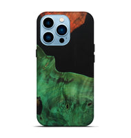 iPhone 14 Pro Wood+Resin Live Edge Phone Case - Hillary (Pure Black, 700725)