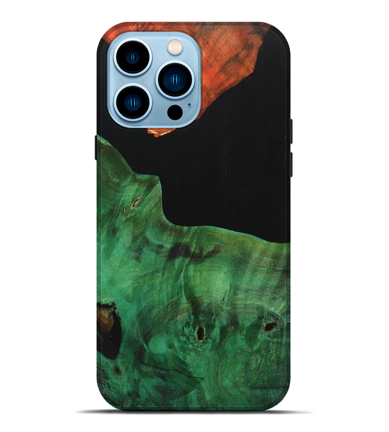 iPhone 14 Pro Max Wood+Resin Live Edge Phone Case - Hillary (Pure Black, 700725)
