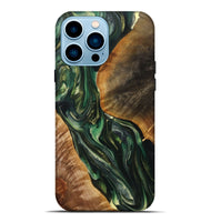 iPhone 14 Pro Max Wood+Resin Live Edge Phone Case - Jocelyn (Green, 700727)