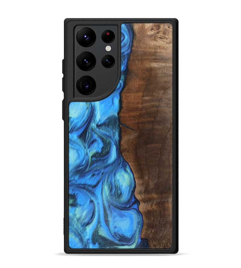 Galaxy S22 Ultra Wood+Resin Phone Case - Marquis (Blue, 700783)