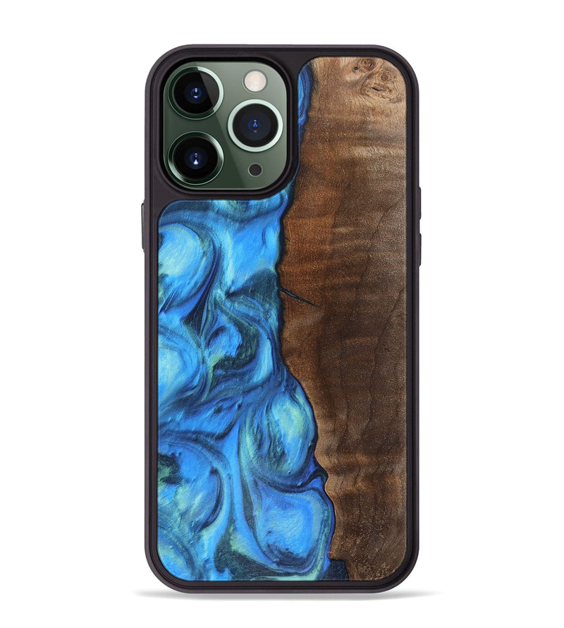iPhone 13 Pro Max Wood+Resin Phone Case - Marquis (Blue, 700783)