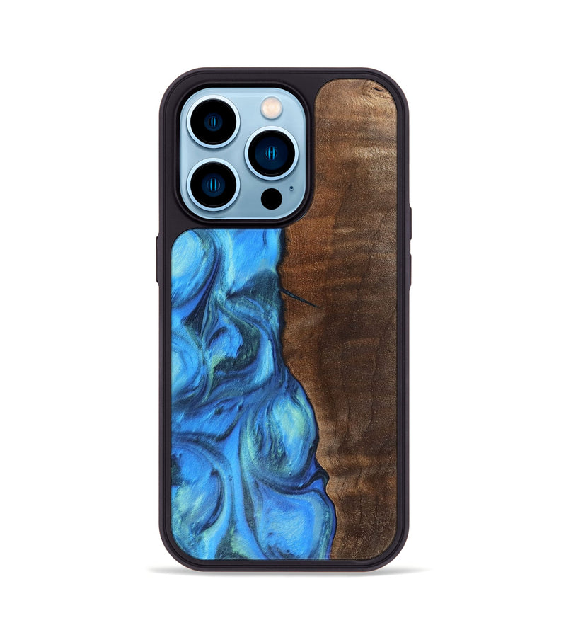 iPhone 14 Pro Wood+Resin Phone Case - Marquis (Blue, 700783)