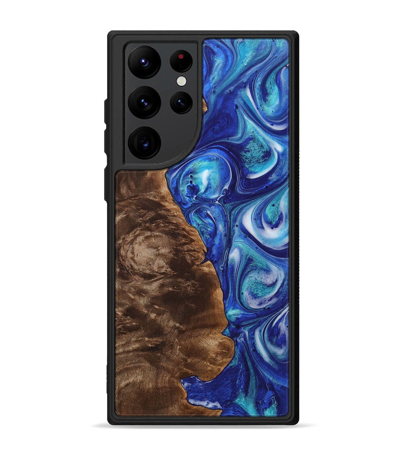 Galaxy S22 Ultra Wood+Resin Phone Case - Nancy (Blue, 700784)