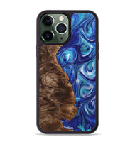 iPhone 13 Pro Max Wood+Resin Phone Case - Nancy (Blue, 700784)