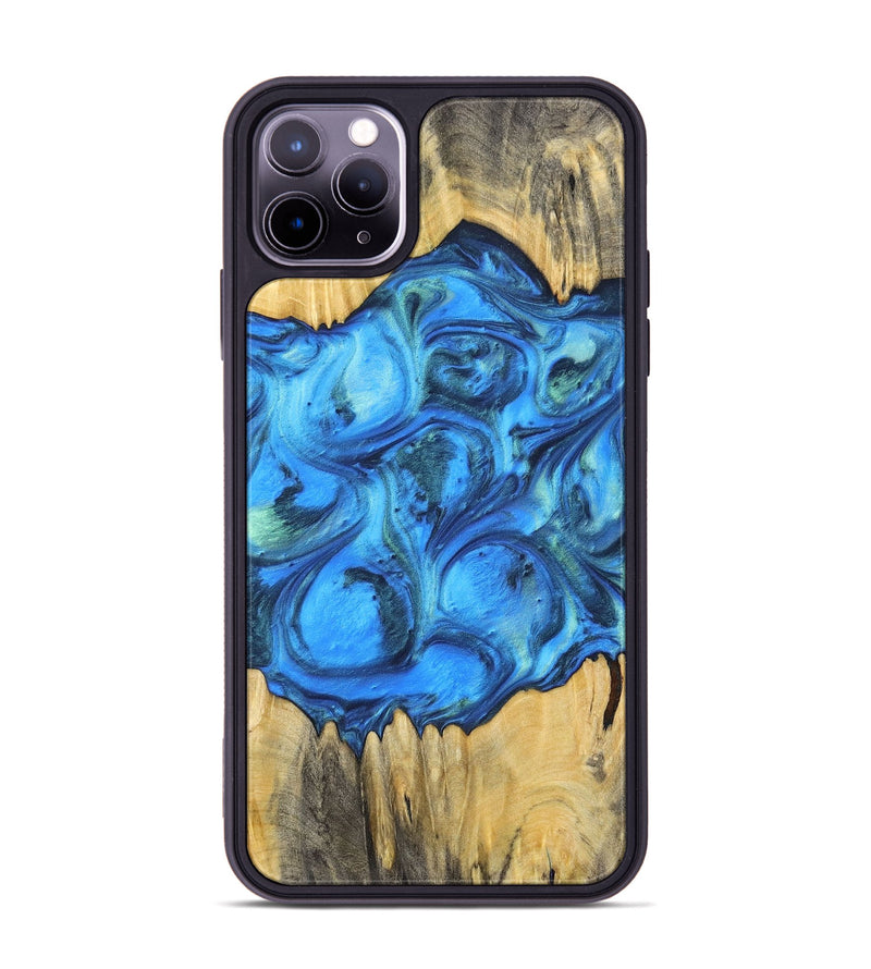 iPhone 11 Pro Max Wood+Resin Phone Case - Ali (Blue, 700788)