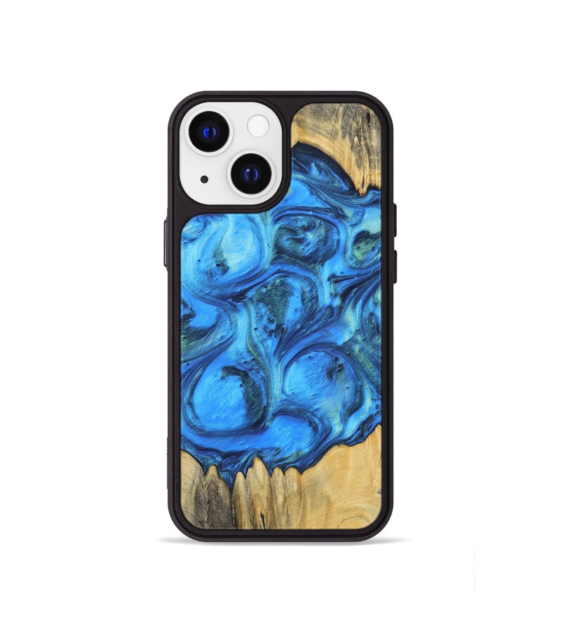iPhone 13 mini Wood+Resin Phone Case - Ali (Blue, 700788)