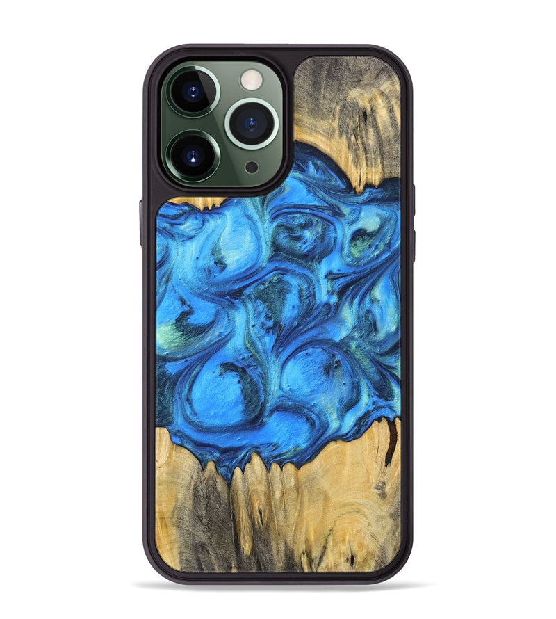 iPhone 13 Pro Max Wood+Resin Phone Case - Ali (Blue, 700788)