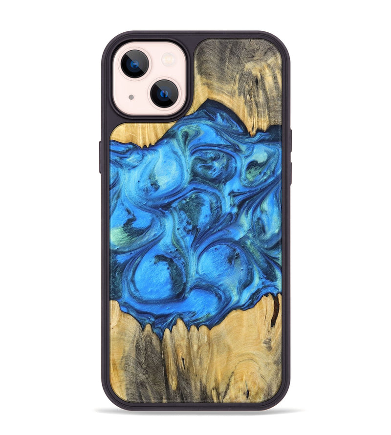 iPhone 14 Plus Wood+Resin Phone Case - Ali (Blue, 700788)