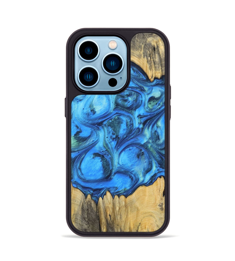 iPhone 14 Pro Wood+Resin Phone Case - Ali (Blue, 700788)
