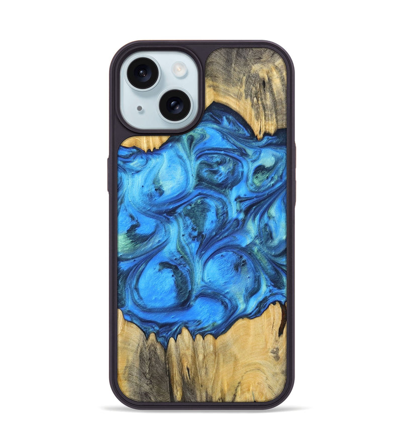 iPhone 15 Wood+Resin Phone Case - Ali (Blue, 700788)