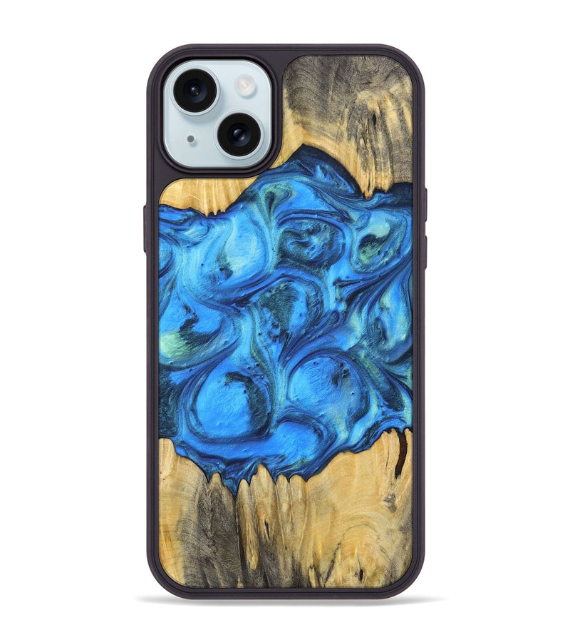 iPhone 15 Plus Wood+Resin Phone Case - Ali (Blue, 700788)