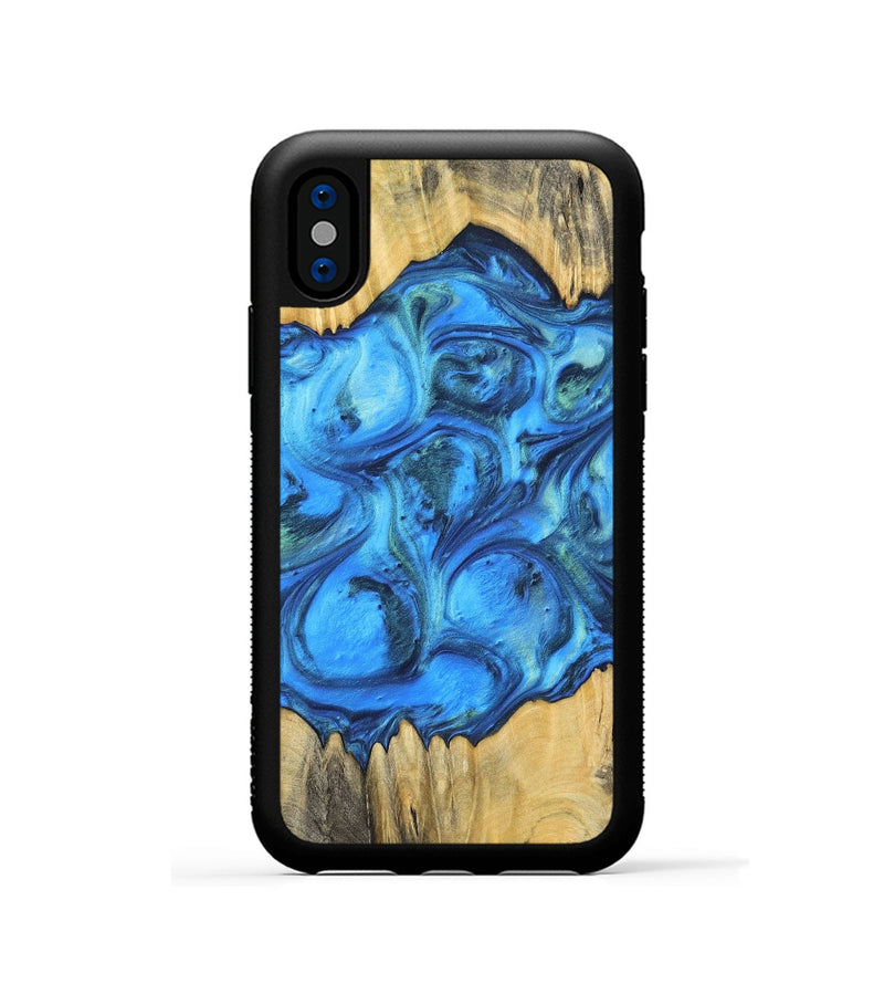 iPhone Xs Wood+Resin Phone Case - Ali (Blue, 700788)