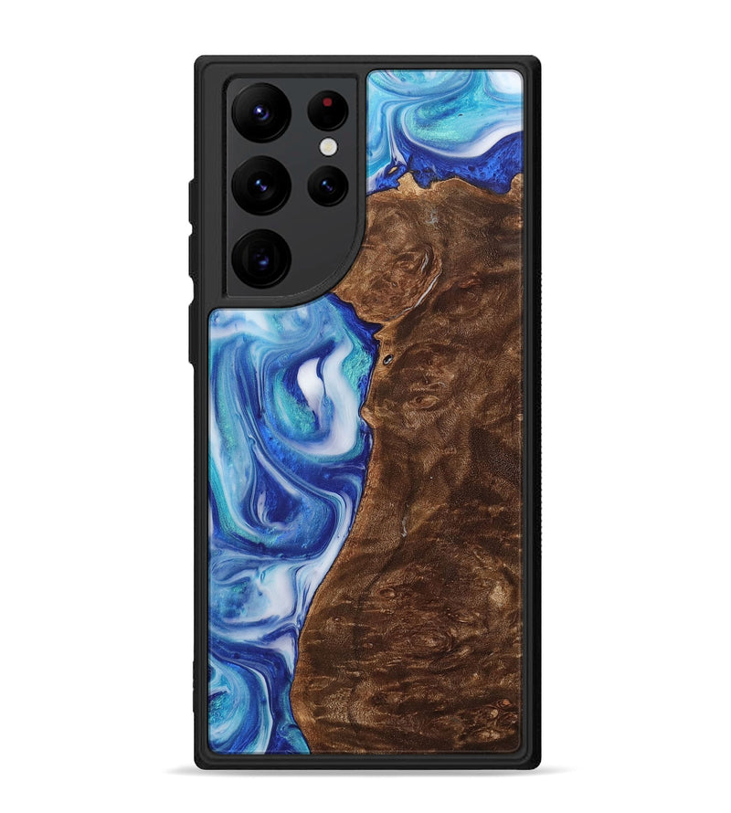 Galaxy S22 Ultra Wood+Resin Phone Case - Reed (Blue, 700794)