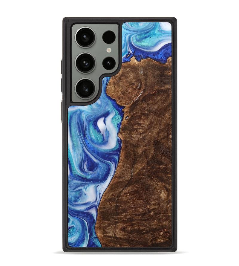Galaxy S23 Ultra Wood+Resin Phone Case - Reed (Blue, 700794)