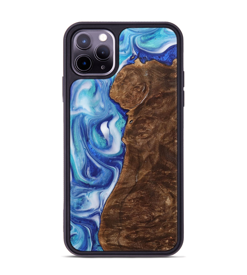 iPhone 11 Pro Max Wood+Resin Phone Case - Reed (Blue, 700794)