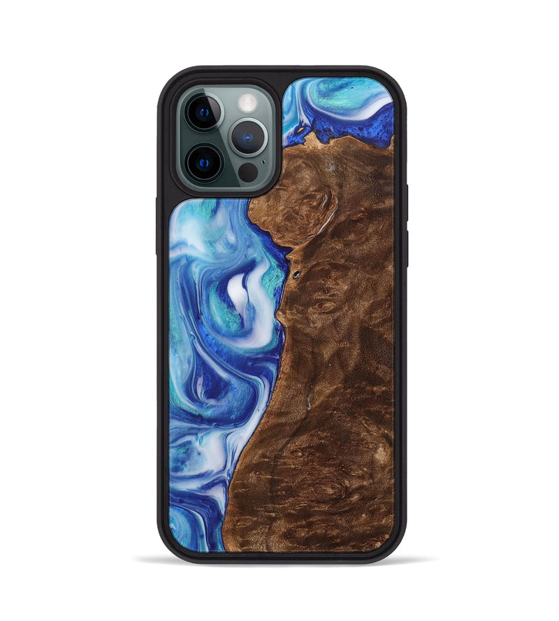 iPhone 12 Pro Wood+Resin Phone Case - Reed (Blue, 700794)