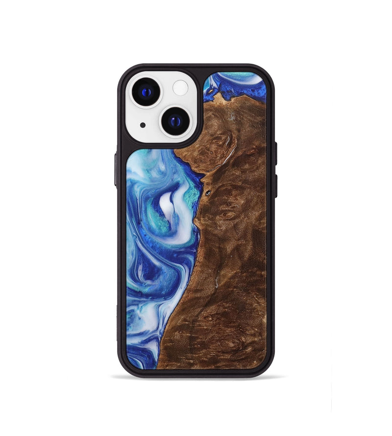 iPhone 13 mini Wood+Resin Phone Case - Reed (Blue, 700794)