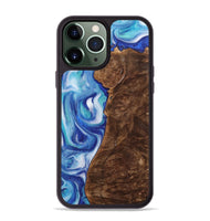 iPhone 13 Pro Max Wood+Resin Phone Case - Reed (Blue, 700794)