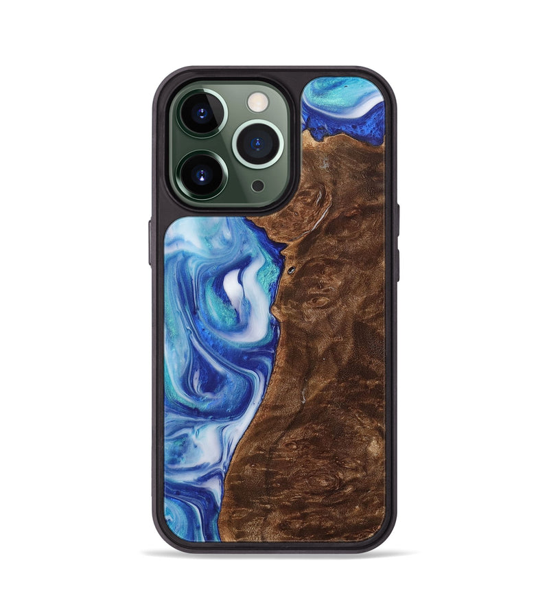 iPhone 13 Pro Wood+Resin Phone Case - Reed (Blue, 700794)