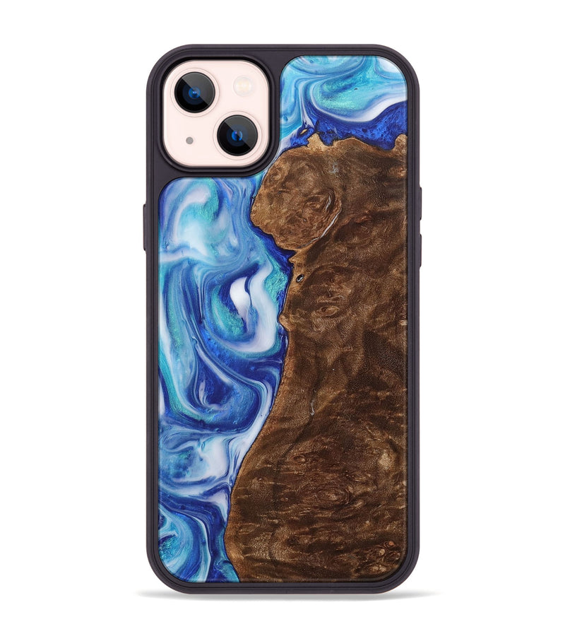 iPhone 14 Plus Wood+Resin Phone Case - Reed (Blue, 700794)