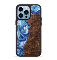 iPhone 14 Pro Max Wood+Resin Phone Case - Reed (Blue, 700794)