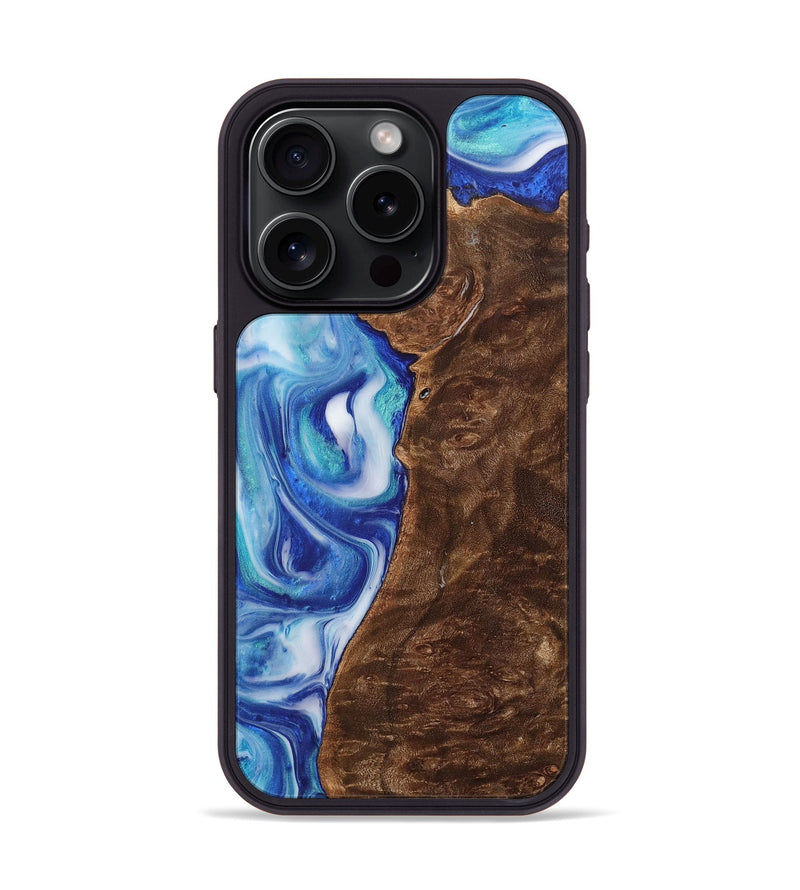 iPhone 15 Pro Wood+Resin Phone Case - Reed (Blue, 700794)