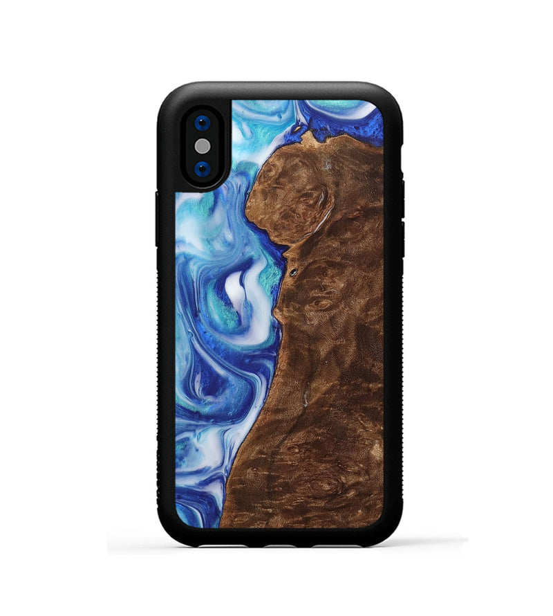 iPhone Xs Wood+Resin Phone Case - Reed (Blue, 700794)