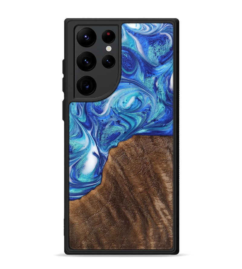 Galaxy S22 Ultra Wood+Resin Phone Case - Adaline (Blue, 700795)