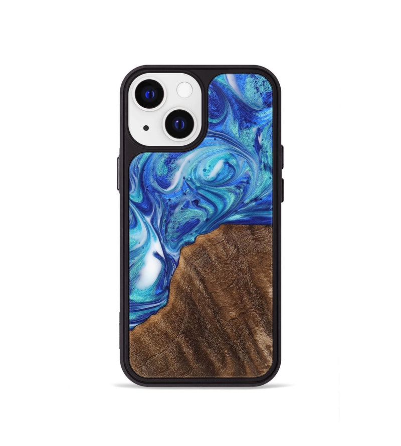 iPhone 13 mini Wood+Resin Phone Case - Adaline (Blue, 700795)