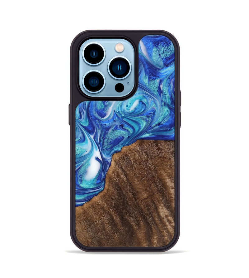 iPhone 14 Pro Wood+Resin Phone Case - Adaline (Blue, 700795)