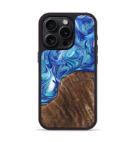 iPhone 15 Pro Wood+Resin Phone Case - Adaline (Blue, 700795)