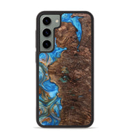 Galaxy S23 Plus Wood+Resin Phone Case - Waylon (Teal & Gold, 700801)